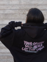 Load image into Gallery viewer, your opinion will never cut the check hoodie